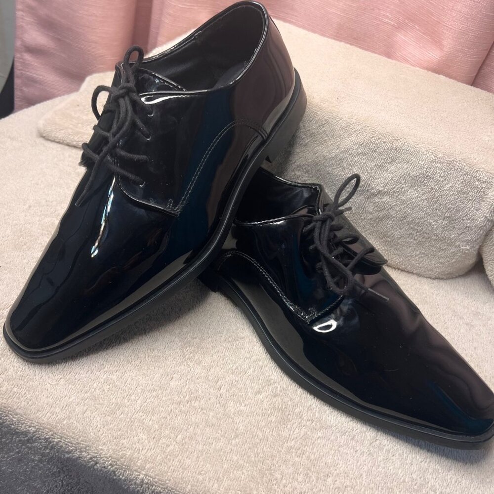 Joseph Abboud Mens Black Shiny Dress Shoes Size 9M Formal Lace-Up 4600 123022